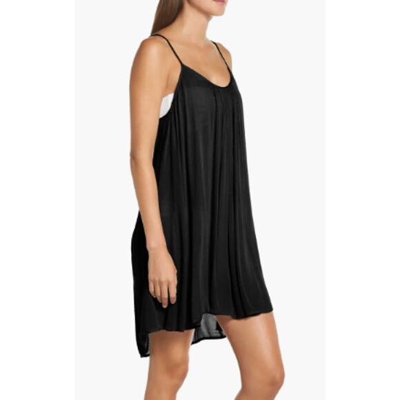 Elan Cover-Up Sleeveless Semi Sheer Cami Mini Slip Dress in Black - Picture 2 of 11